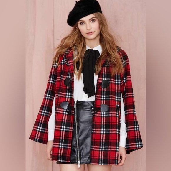 NASTY GAL | English Nights Cape Red Sz M - Picture 1 of 6